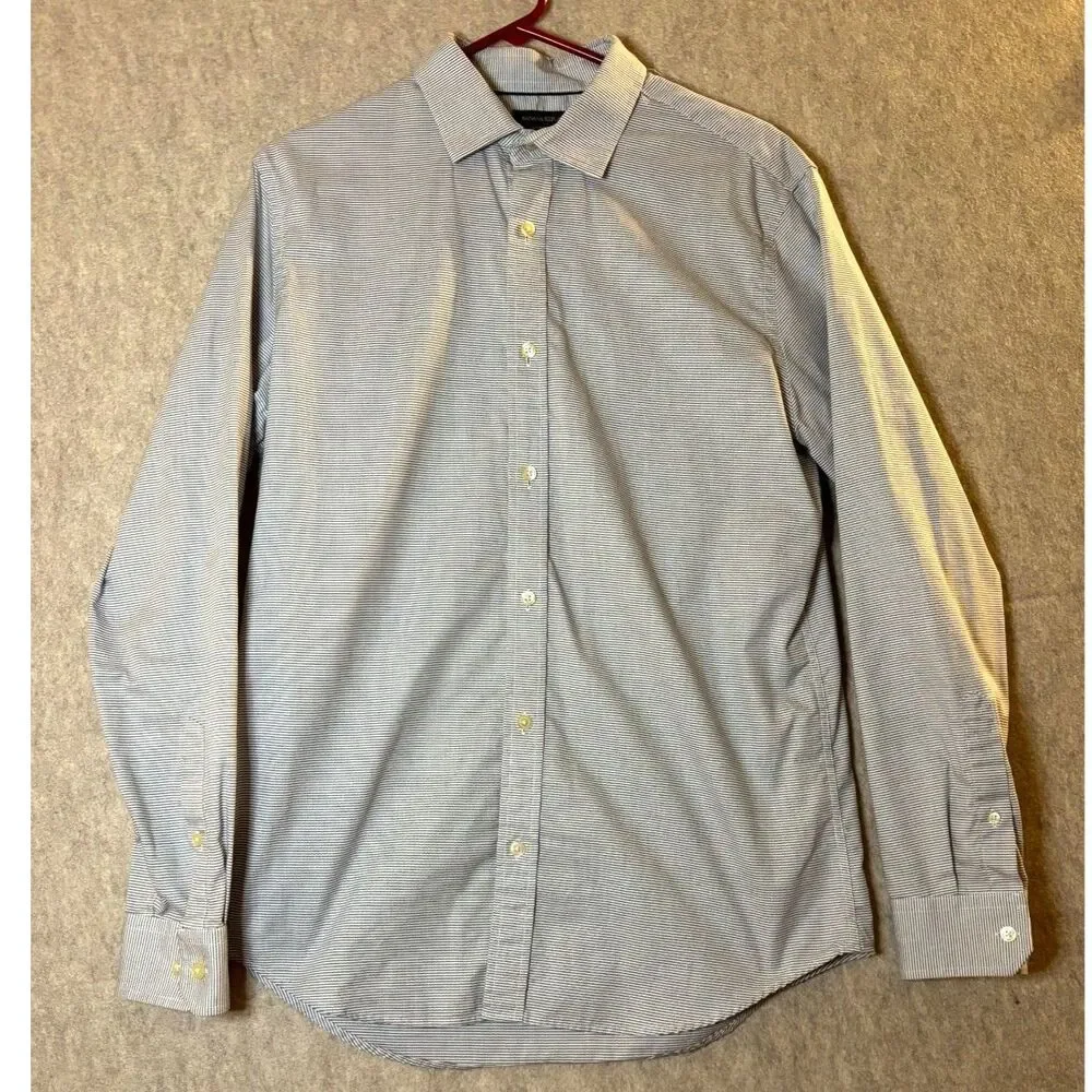 Banana Republic Men’s M Non-Iron Slim Fit Blue White Micro Stripe Shirt